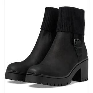 Blondo Roary Ankle Chelsea Lug Sole Heeled Chunky Sock Boots Black 10